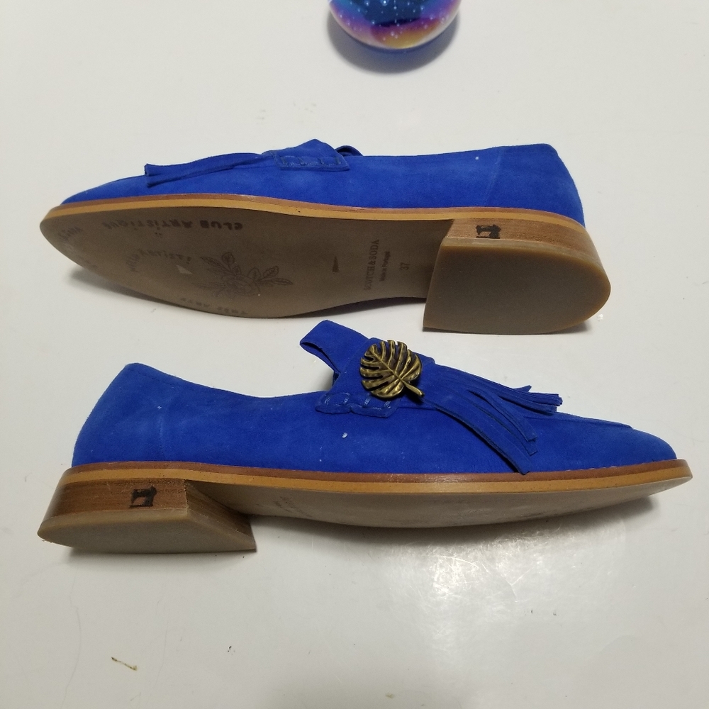 🆕️ Scotch & Soda LOEL Fringe Blue Suede Loafers Flats Leafs Shoes EU 37 - Picture 6 of 13